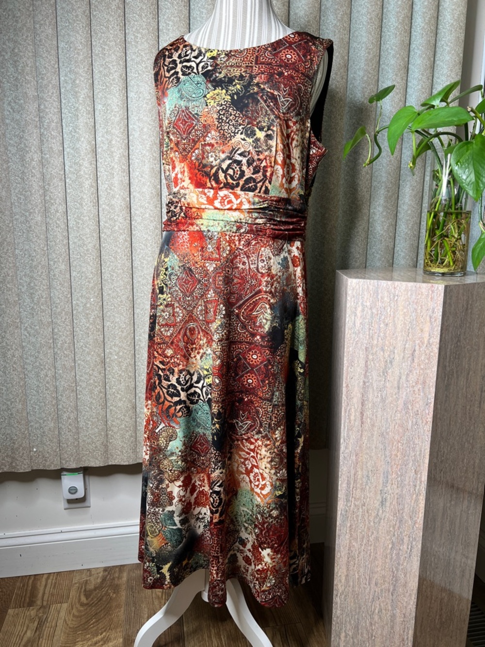 NorthStyle Sleeveless Multi-Color Patterned Maxi Dress Stretch Pullover S-14
